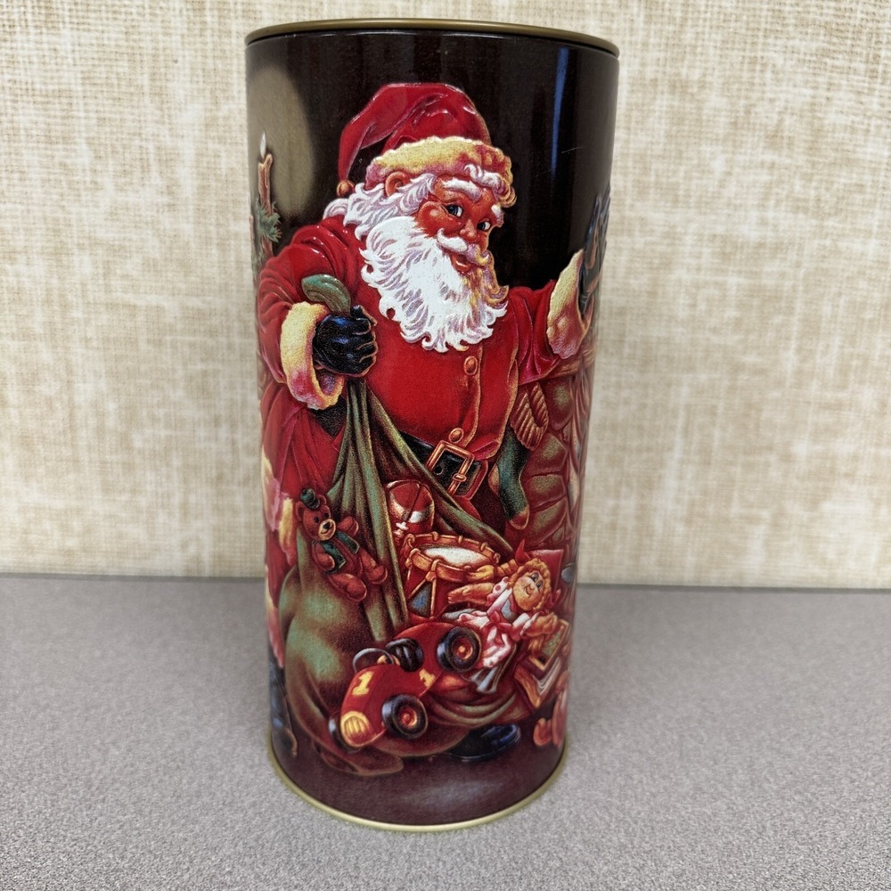 Vintage Meister Brazil Collector Tin Christmas Cookies/Candy Santa Clause